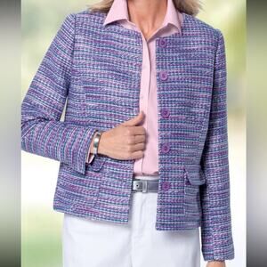 Appleseeds Purple Tweed Jacket Blazer Size 18 Petite Like New